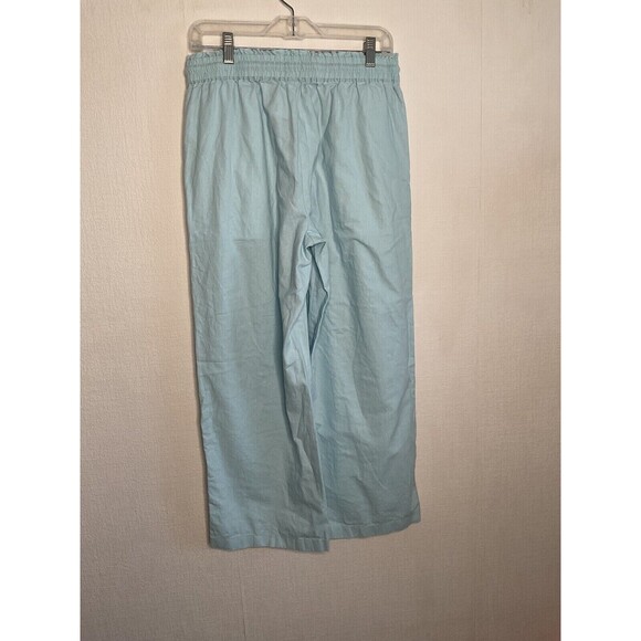 NWT J. Crew Pull On Wide Leg Pants Women Size S Light Blue Cotton/Linen Blend - Picture 1 of 11